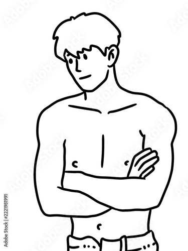 black and white cartoon cute man