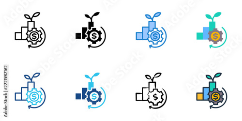 Reinvestment icons set multiple style collection. Editable stroke 