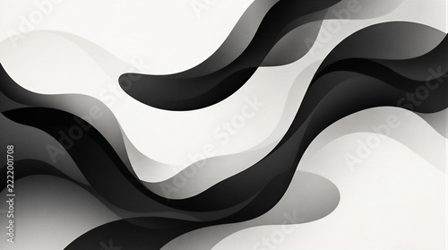 Abstract layered black waves flowing across light background