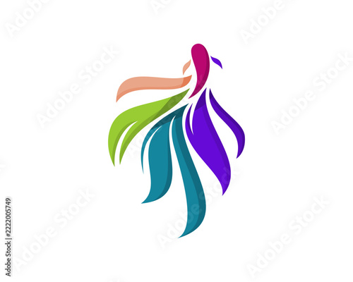 Colorful Betta Fish Swimming Abstract Logo Vector Design
