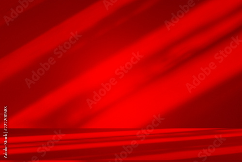 Wall interior background, studio and backdrops show products.with shadow from window color Red background for text insertion and presentation product	
