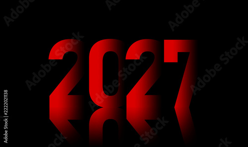 Colorful Happy New Year 2027 Typography Design with Modern Decorative Numbers and Multicolor Script Lettering