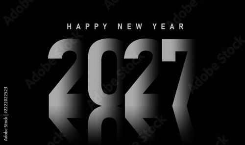 Colorful Happy New Year 2027 Typography Design with Modern Decorative Numbers and Multicolor Script Lettering