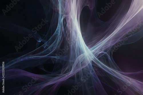 Abstract wisps of ultraviolet and spectral-white luminous gradients arranged as layered nonfigurative curve