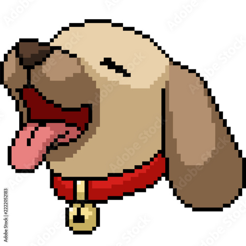 pixel art isolated background of dog happy face