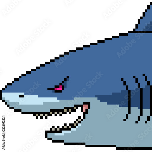 pixel art isolated background of shark head smile