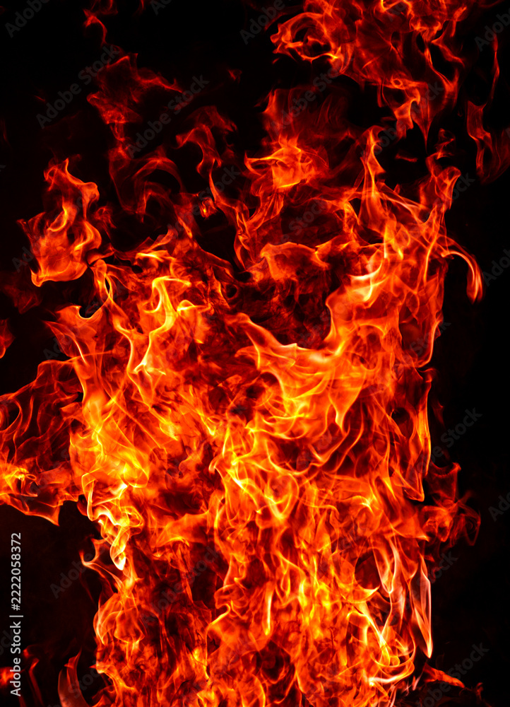 Fotografie Flame across black background
