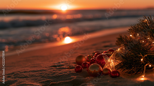 Christmas on the beach at sunset