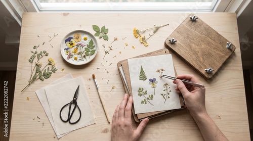 Handmade botanical greeting cards with delicate floral illustrations.
