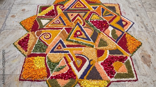 Colorful Geometric Folk Art with Abstract Triangles.