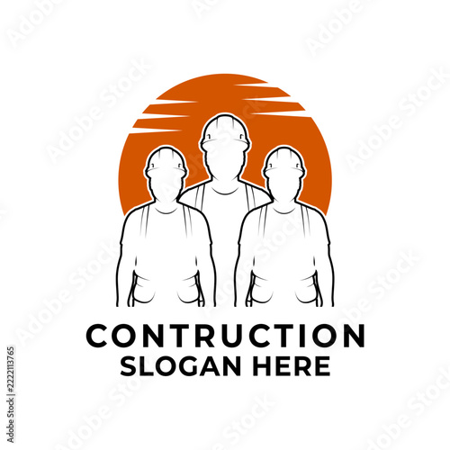 Orange Construction Team Logo Design