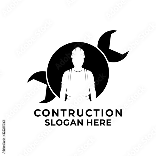 Construction Worker Moon Logo Design