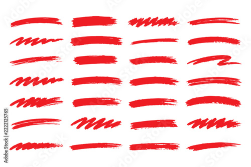 Highlight underline and brush strokes in black crayon on white. Pencil texture with drawn strikethrough and bold oval shapes set. Rough vector highlight set with line cross marks isolated on white bg