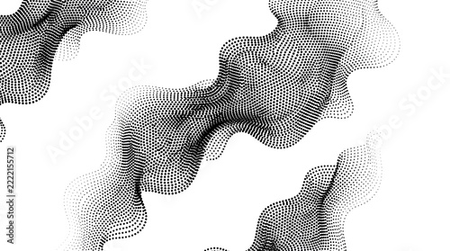Monochrome Abstract Flowing Halftone Wave.