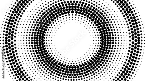 Monochrome Concentric Halftone Circle Pattern.