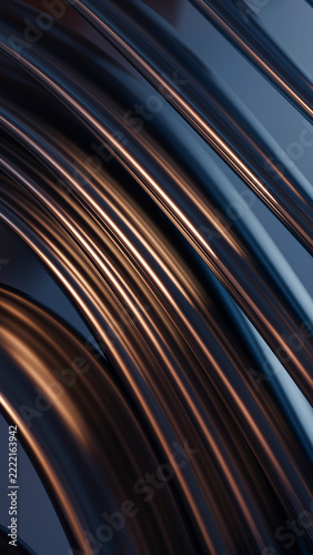 Abstract metallic curves with copper highlights