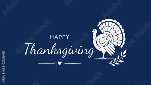 Happy Thanksgiving Greeting with White Turkey Illustration