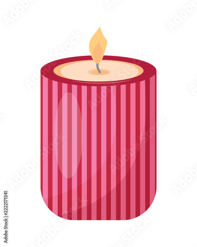Striped pink candle vector illustration for romantic valentines day dinner atmosphere and cozy decor