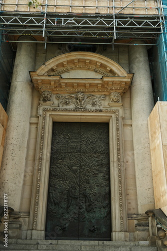 Ornate Bronze Doors with Scaffolding