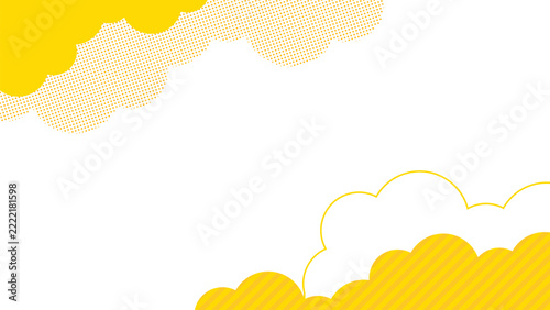 黄色い雲とドット柄の背景
