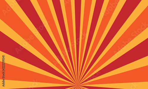 Retro Red, Orange and Yellow Sunburst Abstract Radial Rays Vector Background