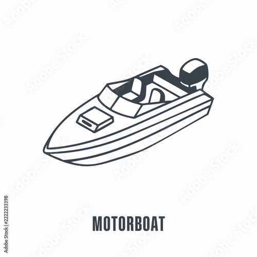 Minimalist Speedboat Powerboat Watercraft Outline Icon
