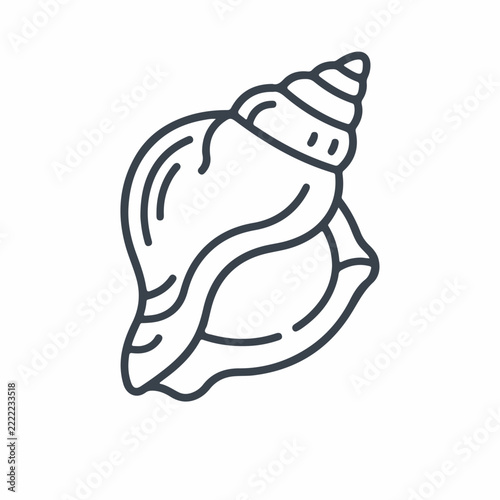 Minimalist Sea Shell Conch Marine Life Outline Icon