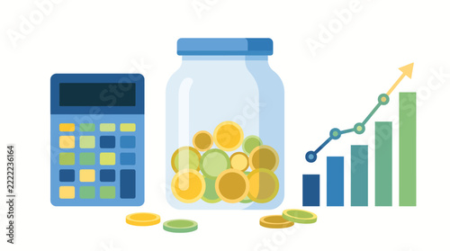 Personal finance growth illustration showing savings and investment