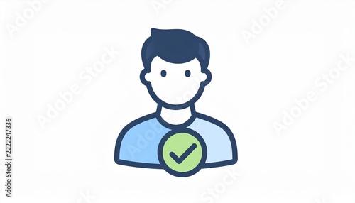 Flat design illustration of person with checkmark icon.