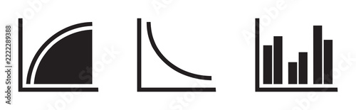Graph icons set with charts for analytics
