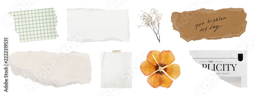 PNG Vintage torn paper collage elements on transparent background