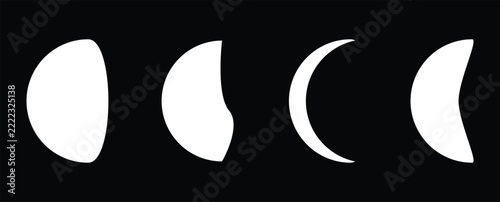 Modern Crescent Moon Vector Elements Featuring Bold Silhouettes and Smooth Curved Shapes for Ramadan and Eid Artwork