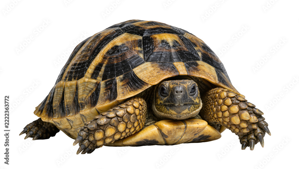 Obraz premium Detailed tortoise with patterned shell, isolated on transparent background