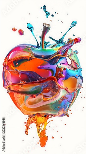 Vibrant abstract of a stylized peacock with colorful feathers