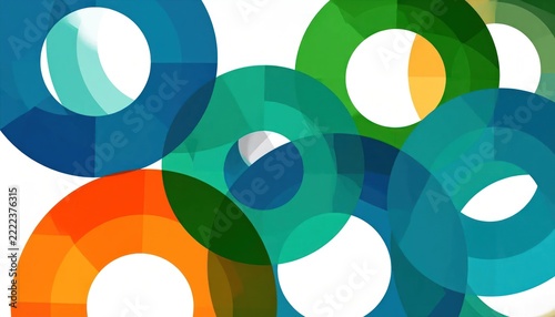 Minimalist overlapping rings on white background illustration.