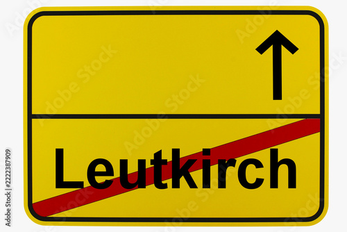 Illustration eines Ortsausgangsschildes von Leutkirch in Baden-Württemberg	
