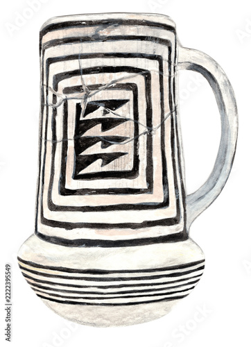 Obraz na plátně Prehistoric Anasazi ceramic mug from North America, 900 to 1100 AD