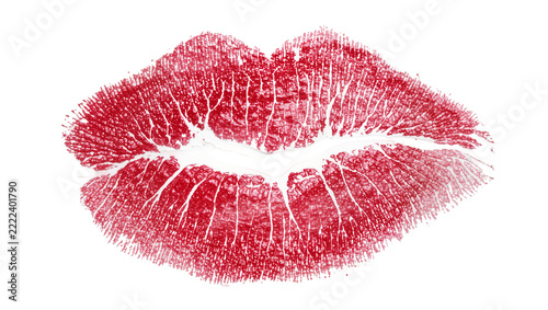 Red lipstick kiss imprint, isolated on transparent background
