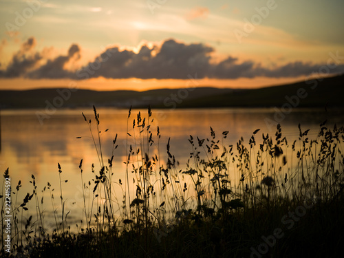 Hoswick, Shetland, Scotland, United Kingdom, 11th July 2026, sunset view of Bressay Sound