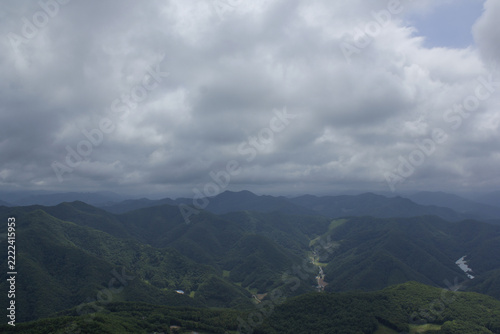 This is a landscape of the Taebaek Mountains in Gangwon-do, South Korea.