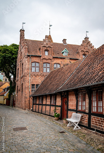 View of a brick house in the Danish town of Ribe