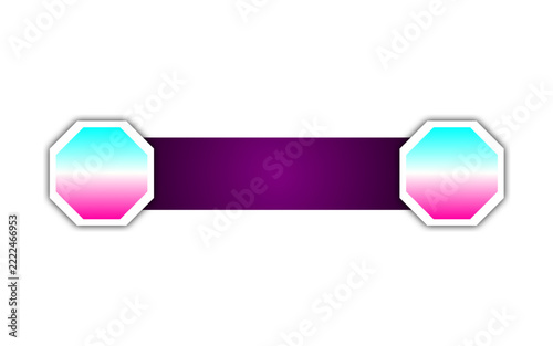 Neon Gradient Banner Frame PNG with Pink Cyan Octagonal Shapes on Black Background
