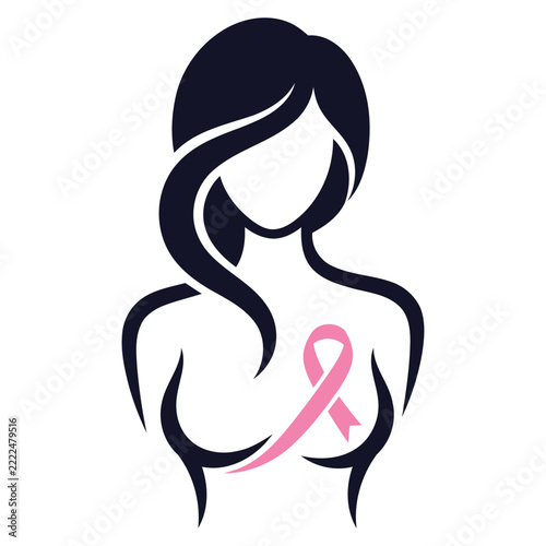 Stylized illustration of a faceless woman with flowing hair, depicted in dark blue outlines. 