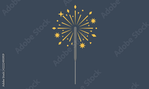 Sparkling golden firework sparkler for celebration and festive holiday events.