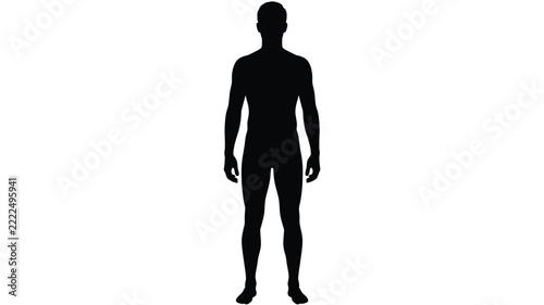 Male human body form presented as a black silhouette