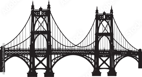 Bridge Silhouette Vector Black on White