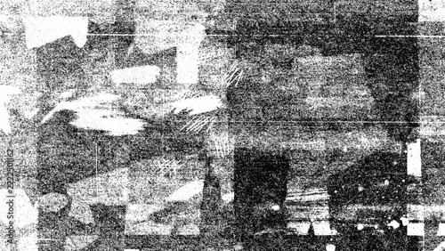 abstract dark black and white grunge square pattern texture background with heavy noise and ink blocks   