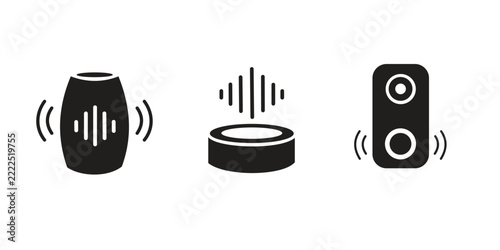 Smart home icon set, wifi smart house, light switch with power button and pendant lamp, black silhouette vector