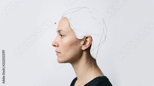 Fragmented profile portrait symbolizing data privacy and tracking
