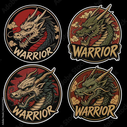 A logo mascot of Dragon Head Sticker vector illustrator 